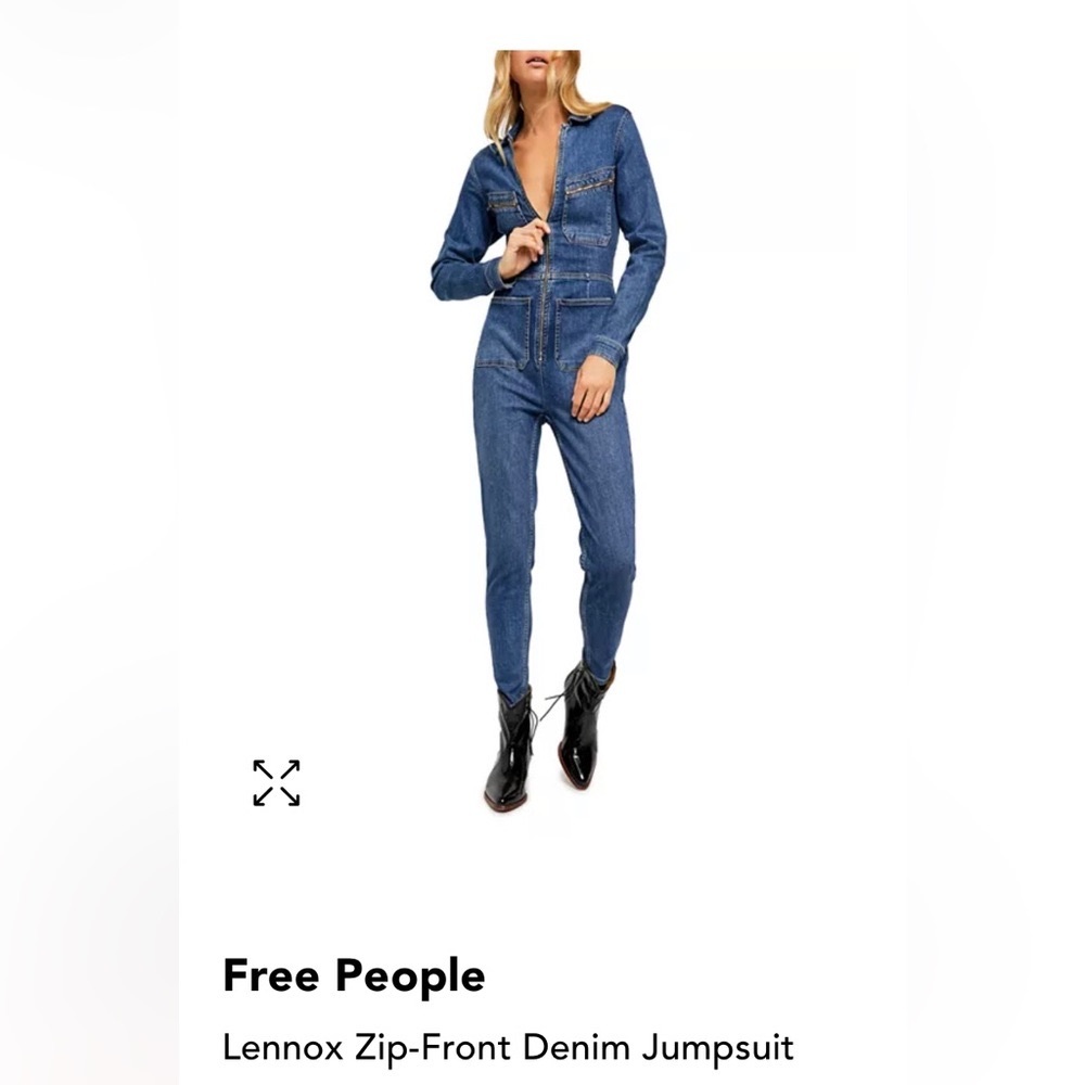 Free People NWT Long sleeve, denim, one piece with skinny leg, jeans, size XS